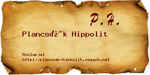 Plancsák Hippolit névjegykártya